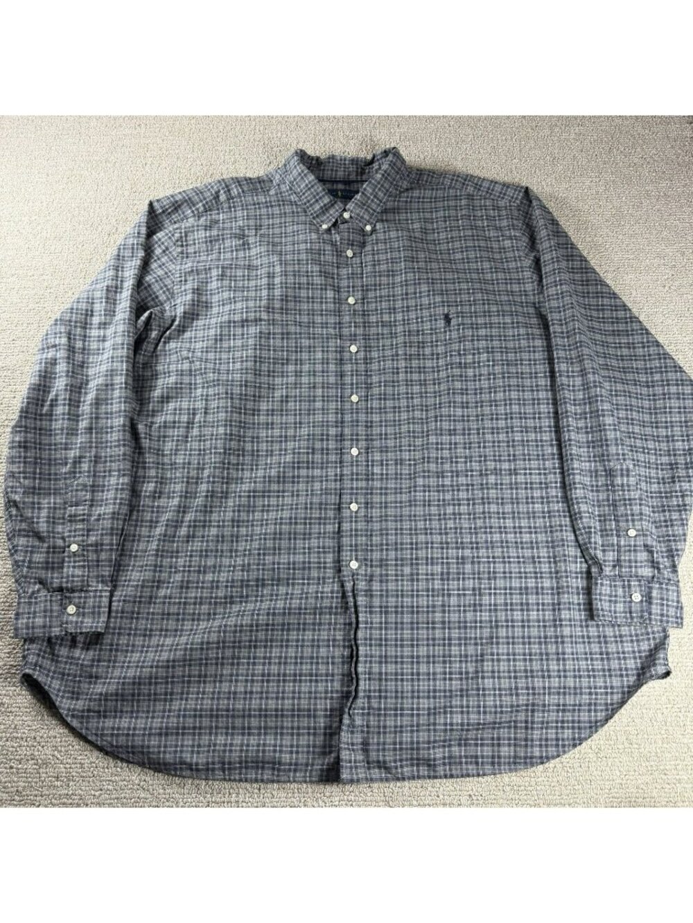 Polo Ralph Lauren Plaid Button Down Shirt Gray Blue Men’s Size 4XLT